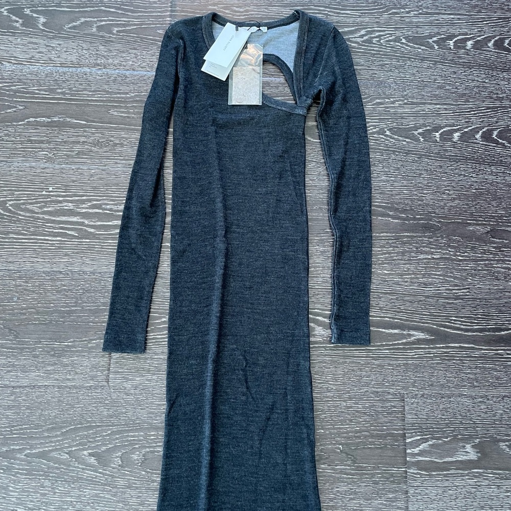 NWT JOHN ELLIOTT MERINO TUBULAR ASYM DRESS CHARCOAL SIZE XS/Small
